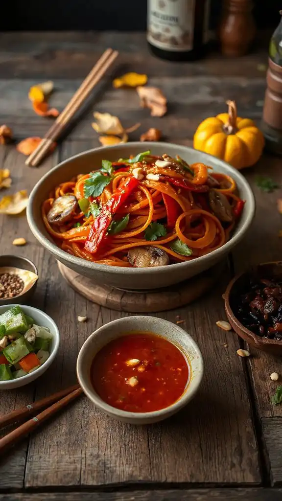 spicy szechuan noodle stir fry