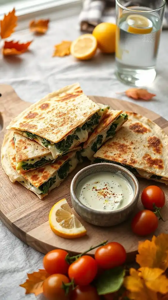 spinach and cheese quesadillas