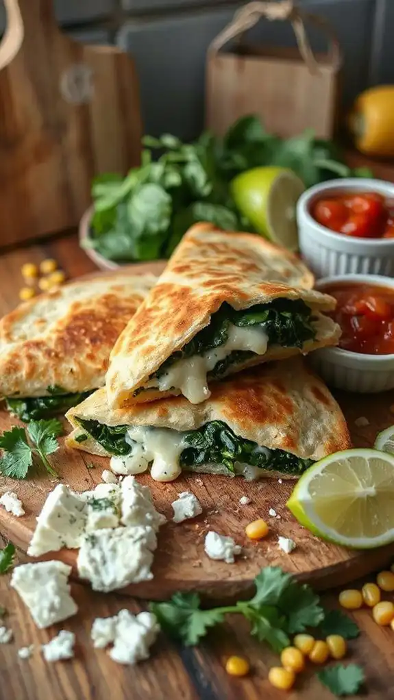 spinach and feta quesadilla