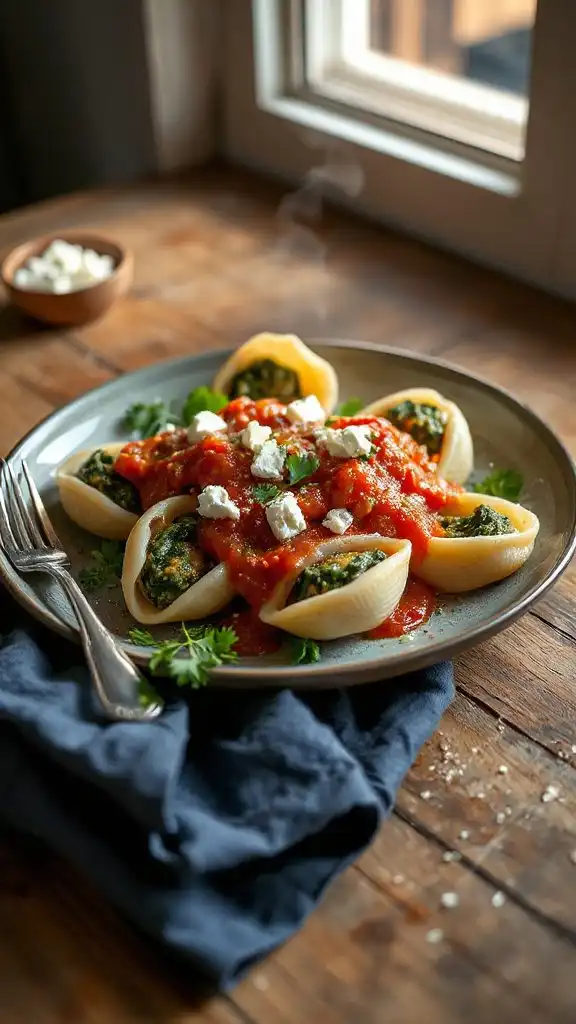 spinach and feta shells