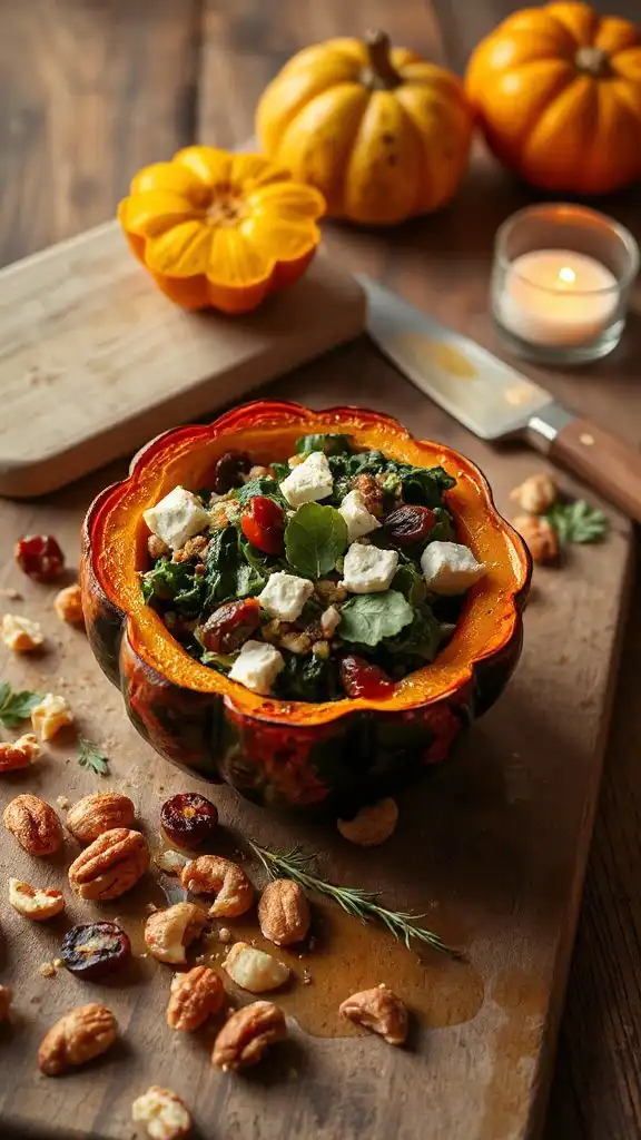 spinach and feta stuffed acorn squash