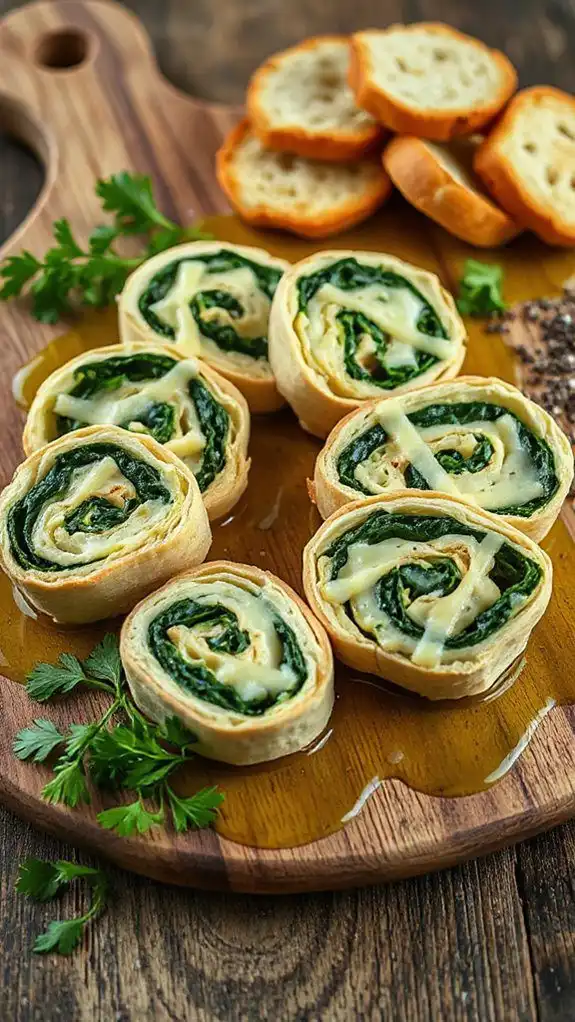spinach artichoke dip pinwheels