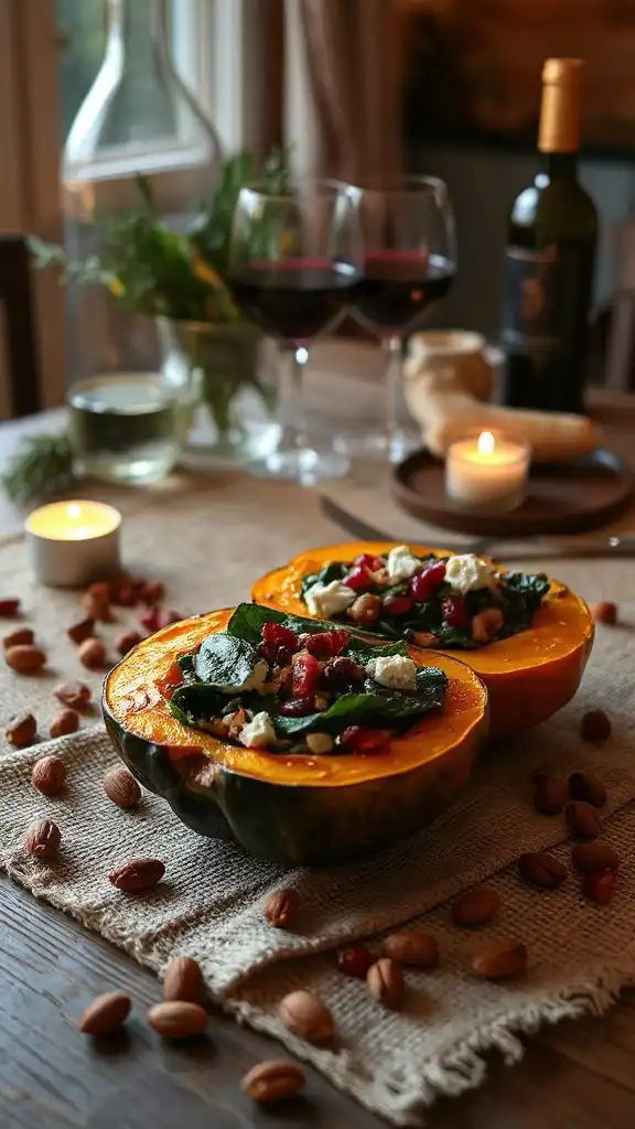 spinach feta acorn squash delight