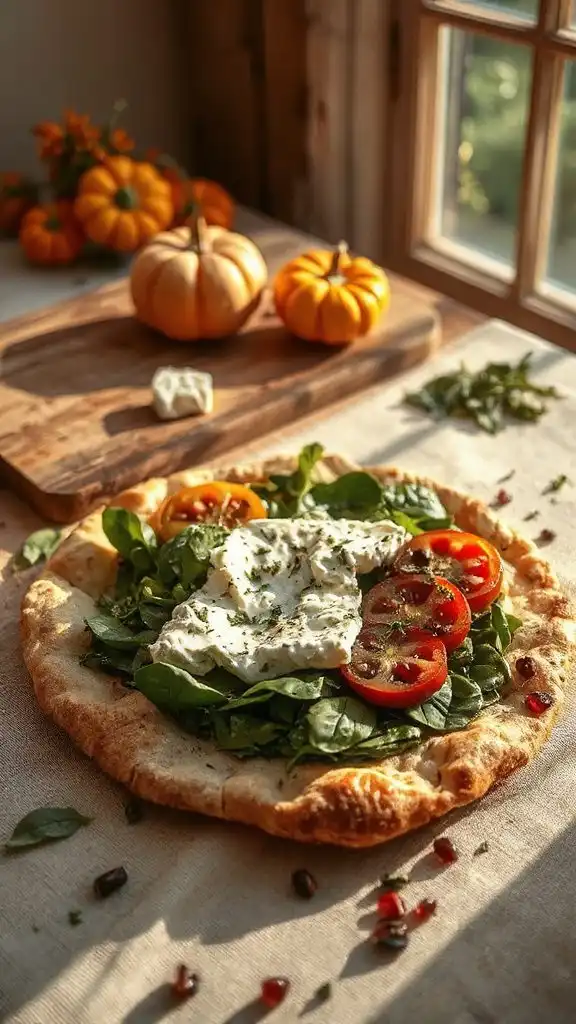 spinach feta pesto flatbread spinach feta pesto flatbread