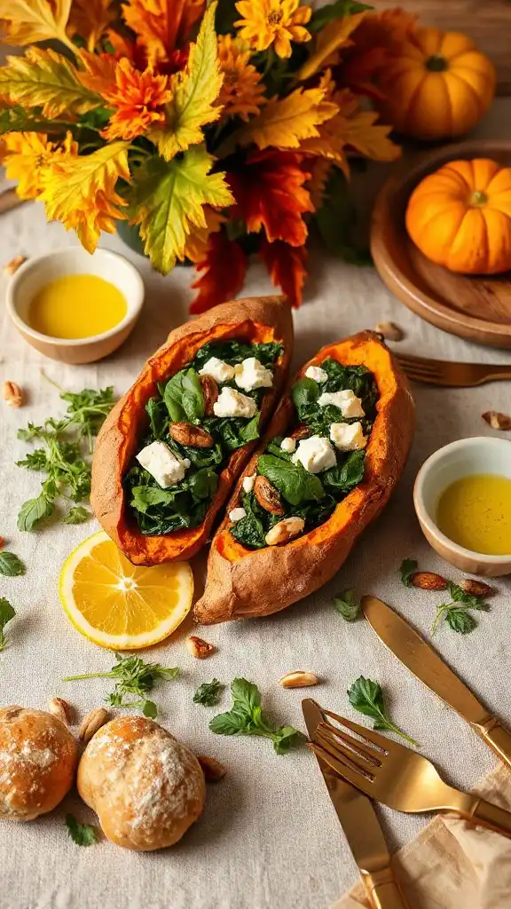 spinach feta stuffed sweet potatoes spinach feta stuffed sweet potatoes