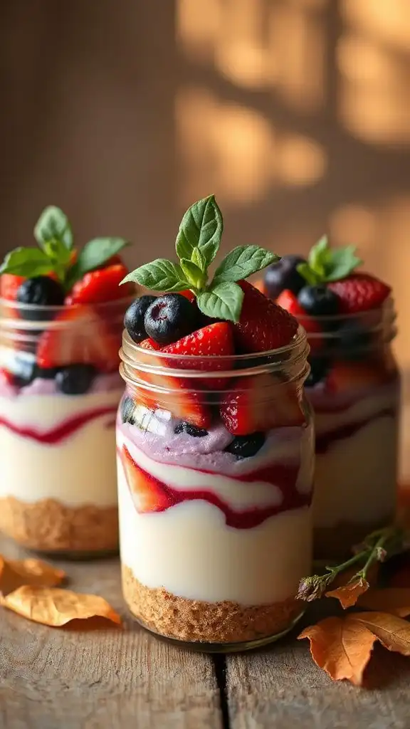 strawberry basil cheesecake jars