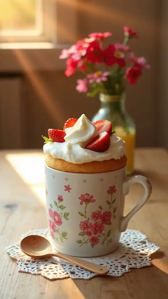 strawberry shortcake mug cake