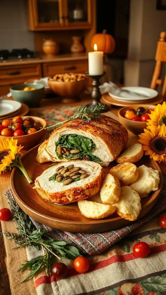 stuffed chicken spinach sunflower