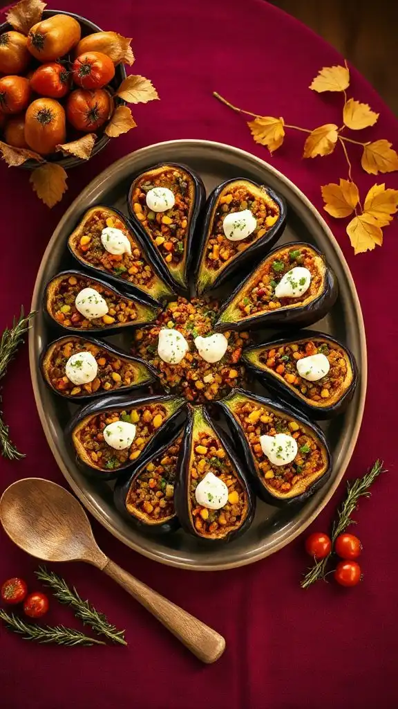 stuffed eggplant with lentils