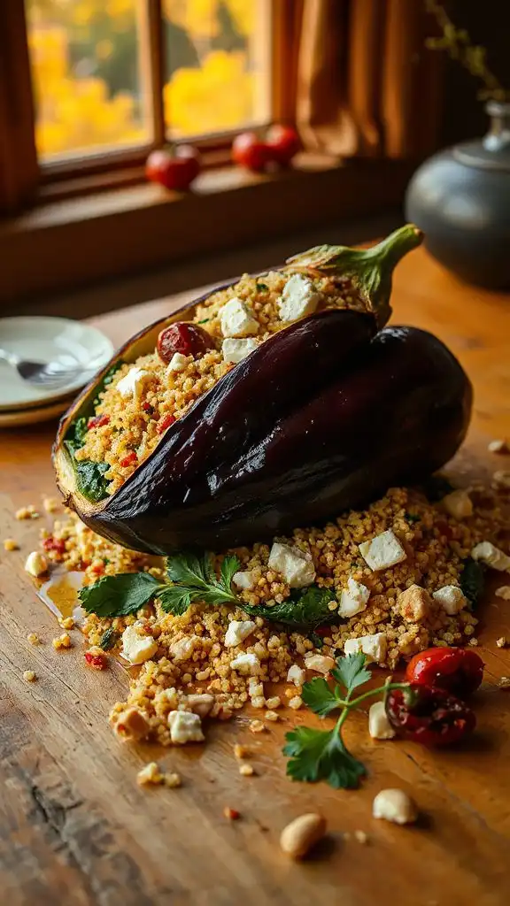 stuffed eggplant with quinoa