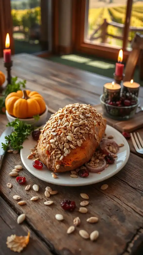 sunflower seed crusted sweet potatoes