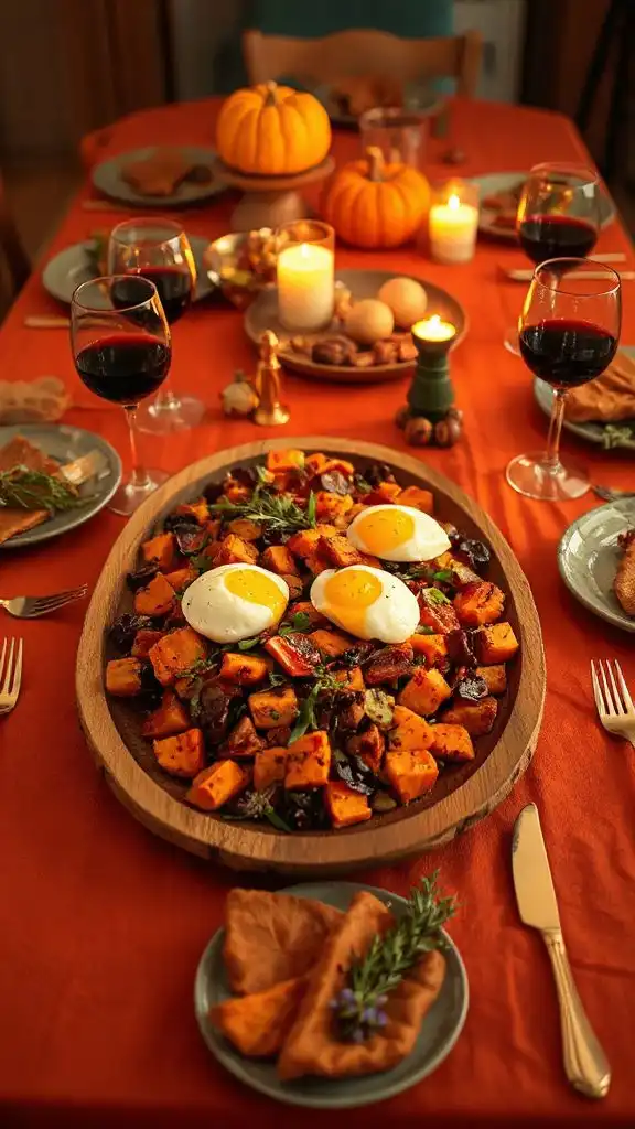 sweet potato chorizo hash eggs