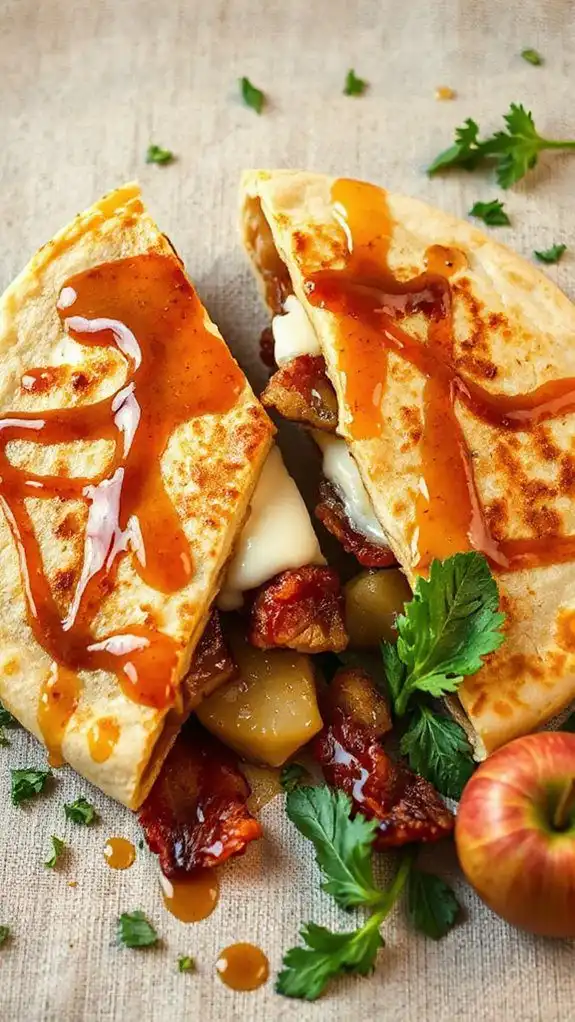 sweet savory apple bacon quesadilla
