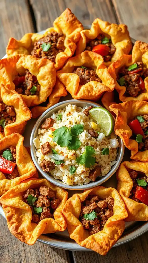 taco cups with rice