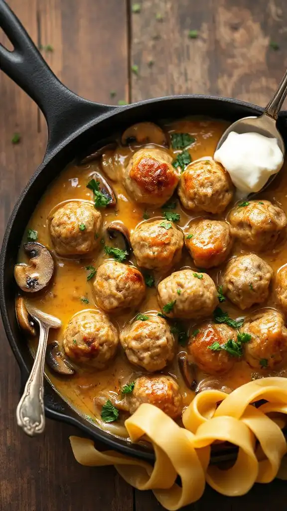 tender meatballs in stroganoff