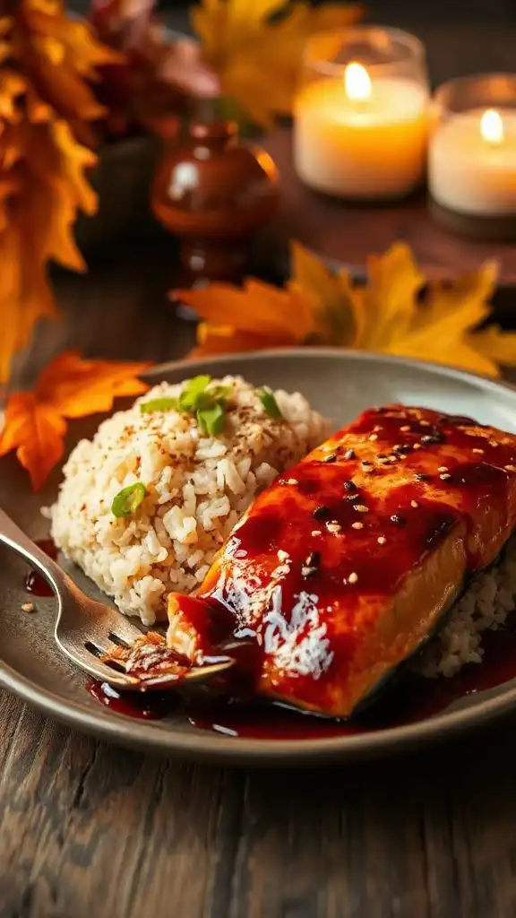 teriyaki salmon with sesame rice