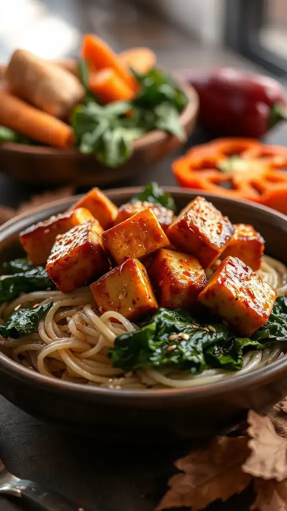 teriyaki tofu and noodles
