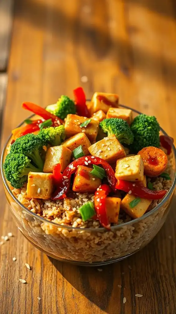 teriyaki tofu broccoli harvest bowl