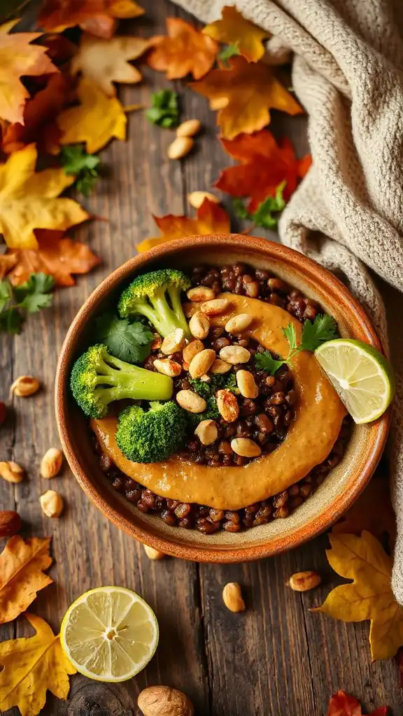 thai peanut lentil bowl