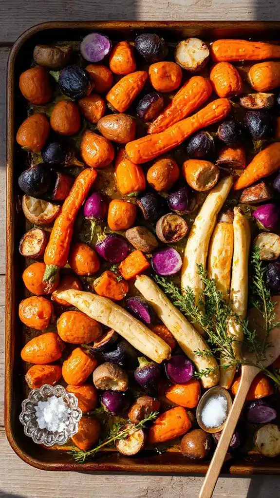 thyme infused roasted root vegetables
