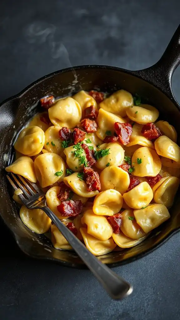 tortellini in carbonara skillet