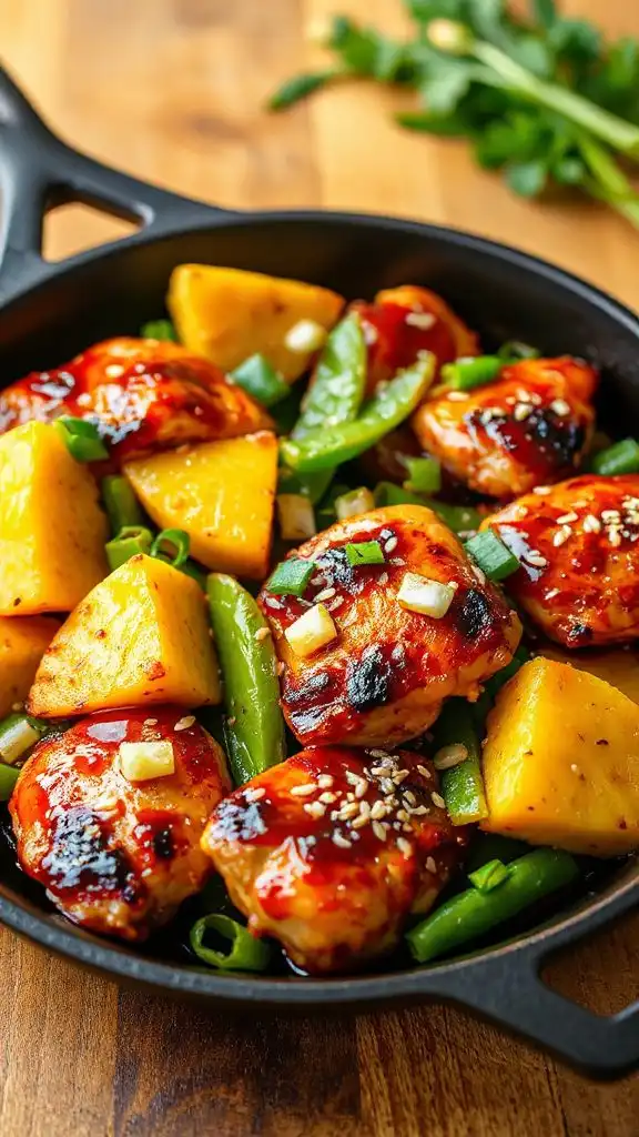 tropical teriyaki chicken skillet