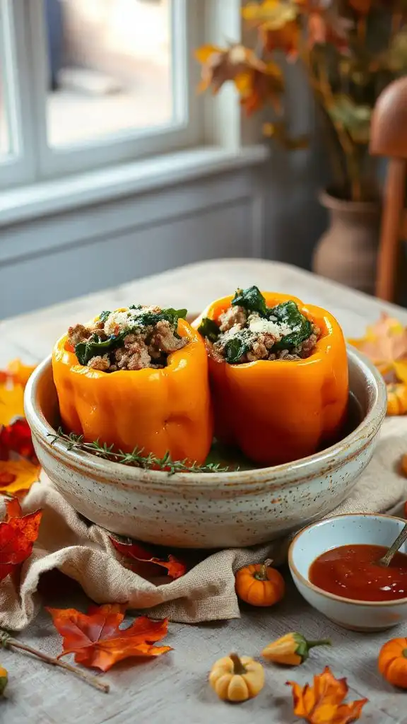 turkey spinach stuffed peppers
