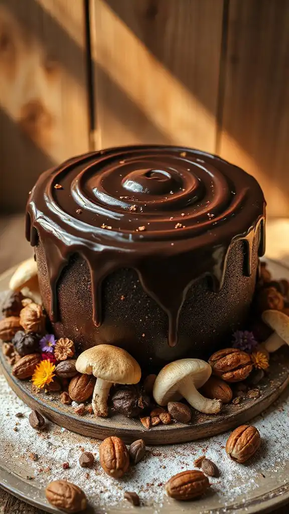 vegan mushroom chocolate cake