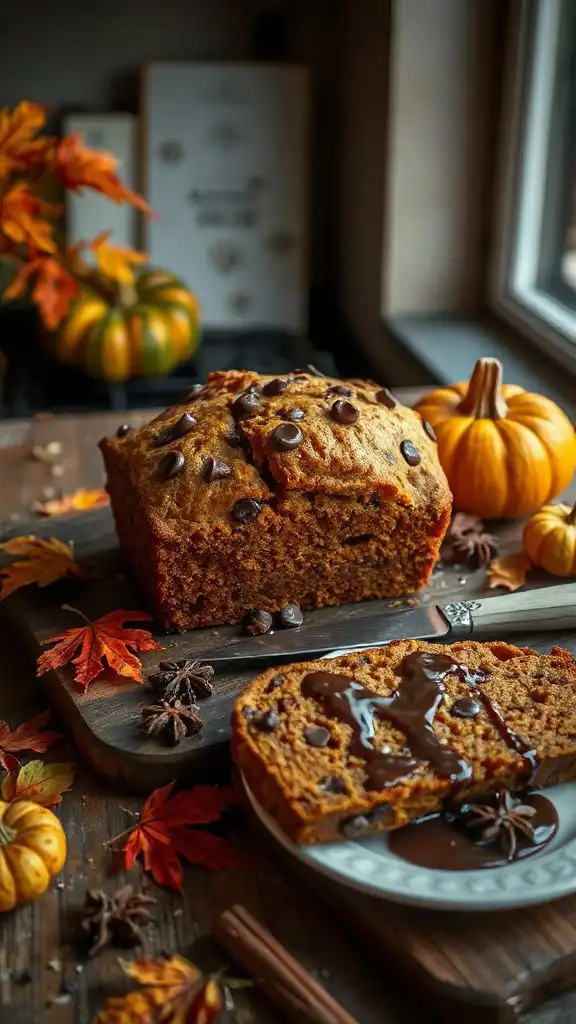vegan pumpkin chocolate bread