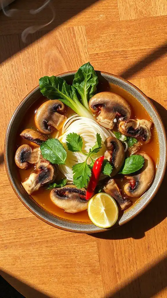 vegan shiitake bok choy pho