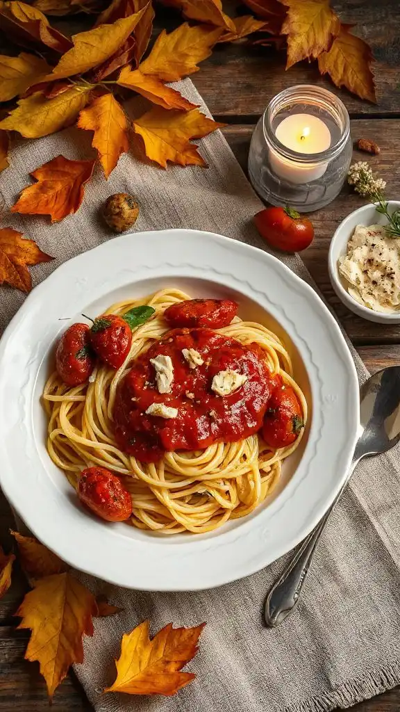 vegan spaghetti with roasted tomatoes