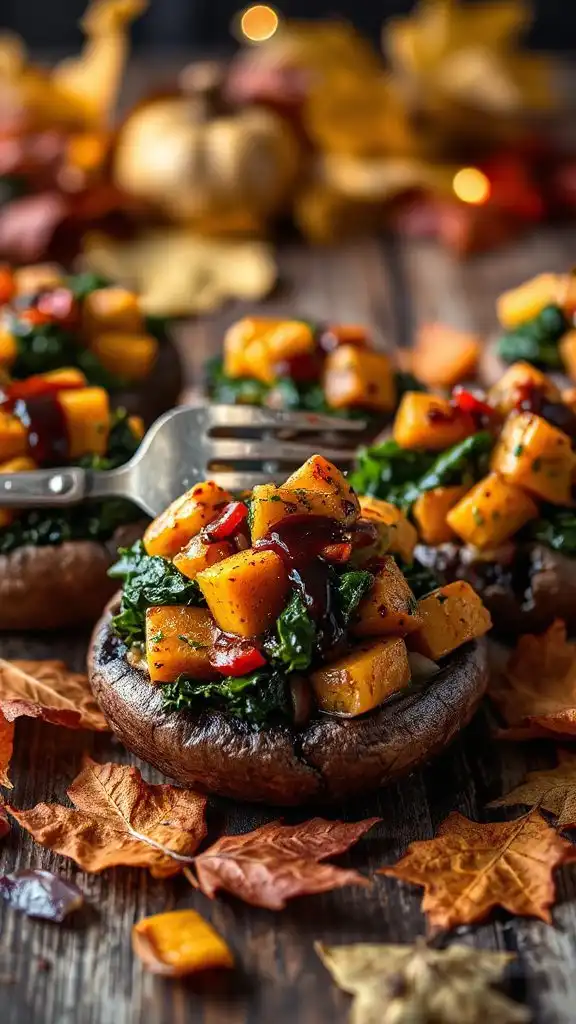 vegetable filled portobello mushrooms