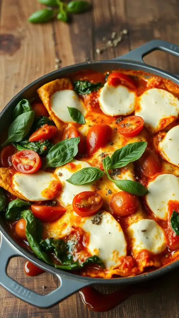 vegetable lasagna in skillet