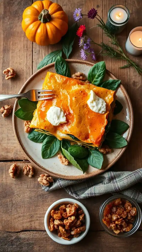 vegetarian pumpkin spinach lasagna vegetarian pumpkin spinach lasagna