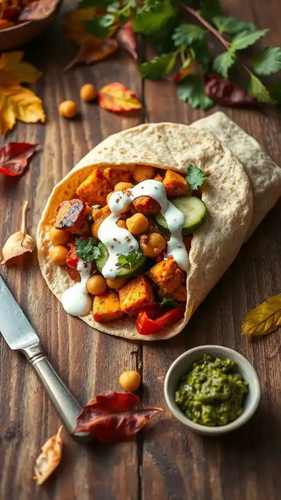 vibrant autumn plant based wrap
