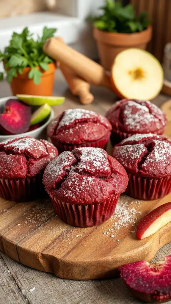 vibrant beetroot apple muffins
