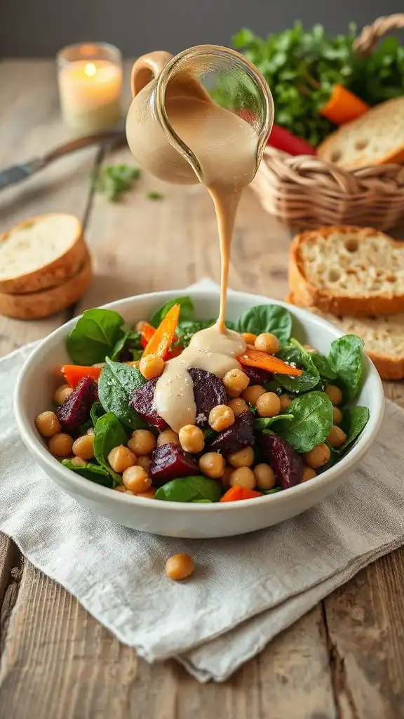 vibrant chickpea spinach salad