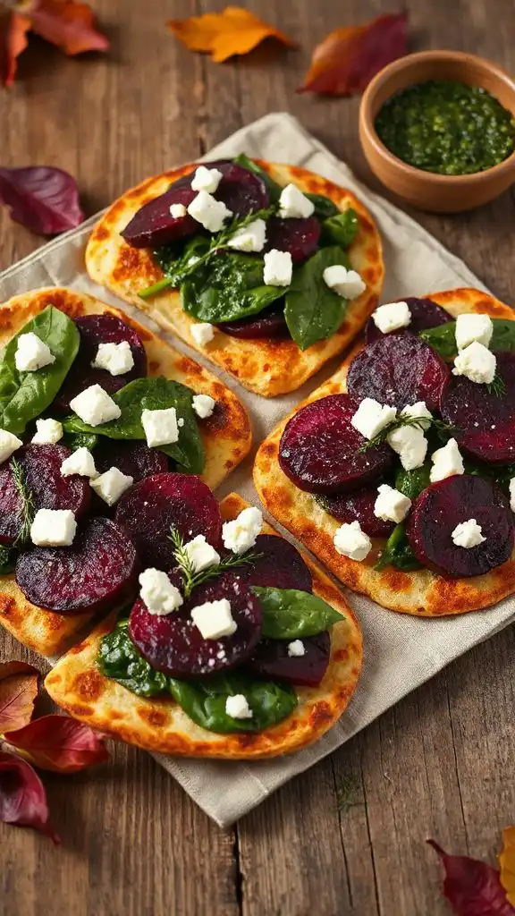 vibrant flatbreads with spinach