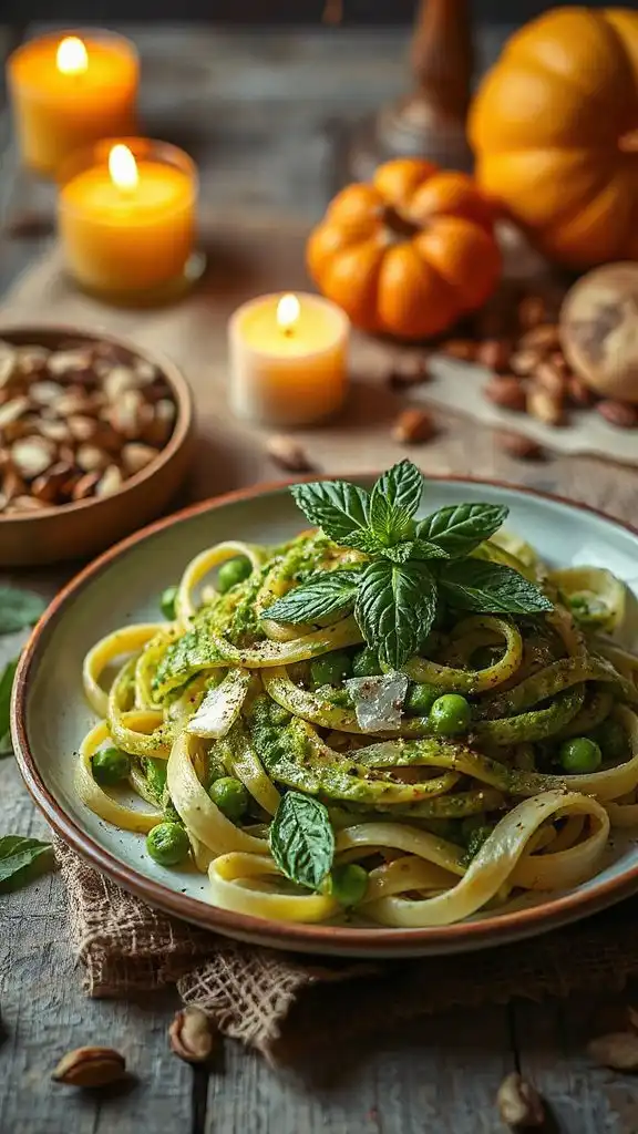 vibrant green pea pesto