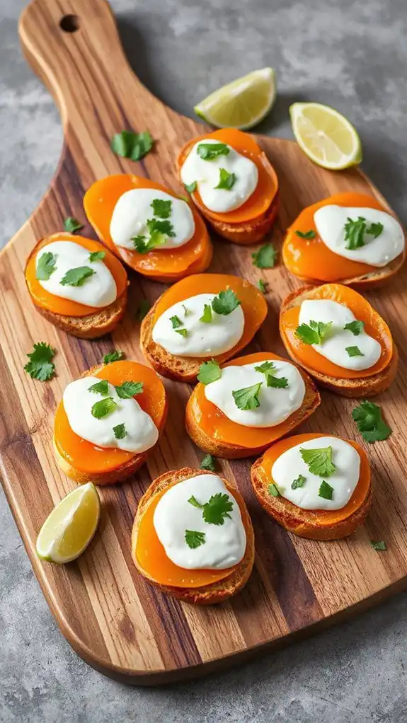 vibrant persimmon burrata crostini