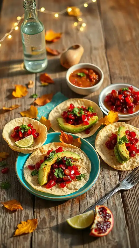 vibrant pomegranate avocado tacos