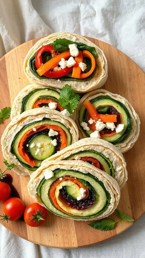 vibrant rainbow veggie pinwheels