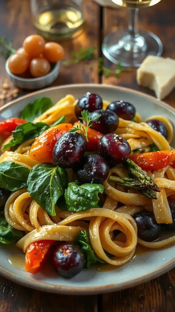 vibrant roasted grape pasta
