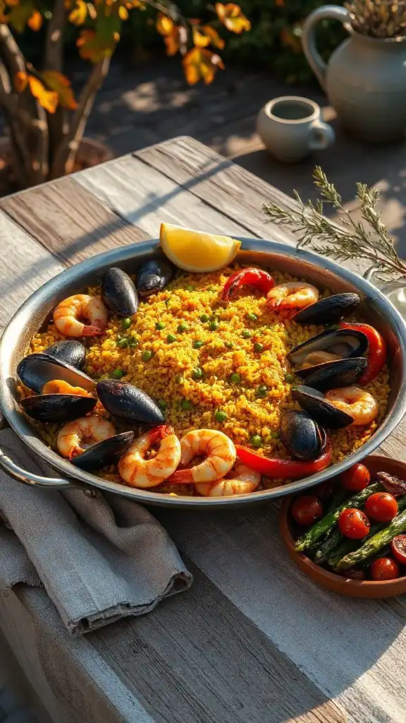 vibrant seafood rice dish
