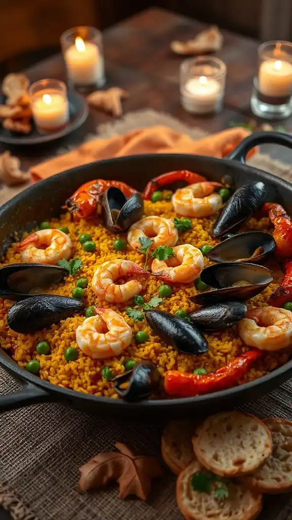 vibrant seafood rice dish