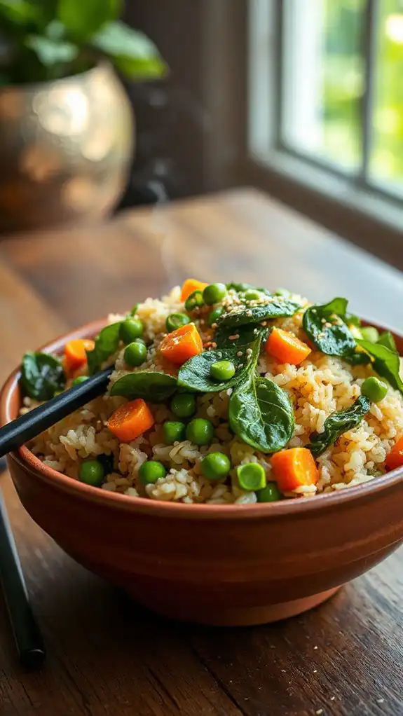 vibrant spinach peas fried rice