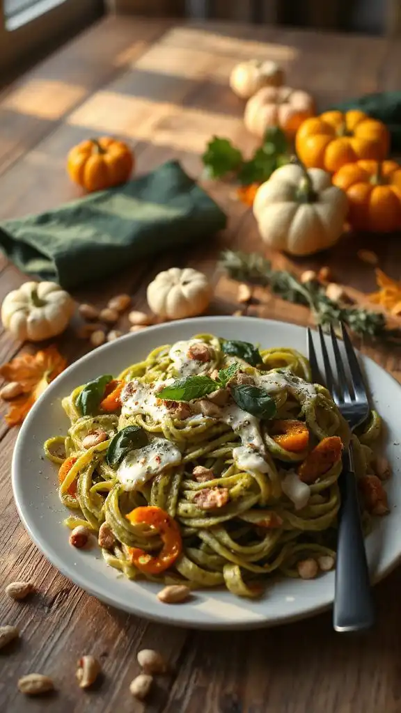 vibrant vegan pesto pasta