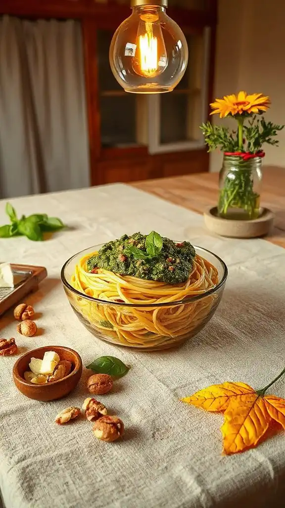 walnut pesto spaghetti delight