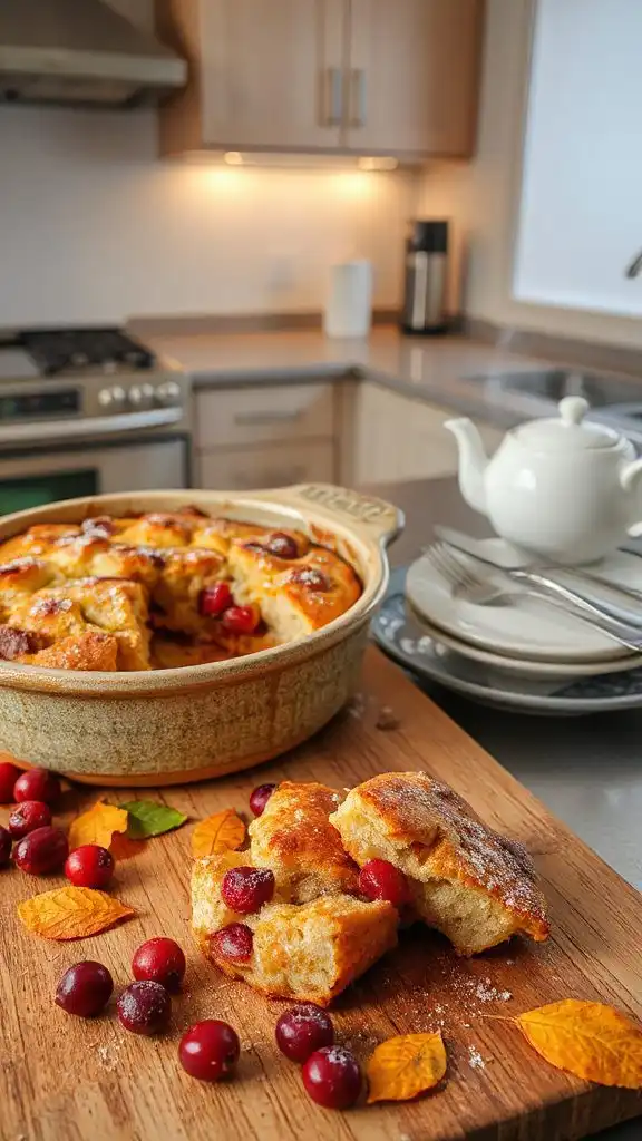warm apple cranberry pudding