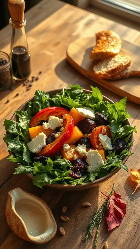 warm arugula and roasted vegetables
